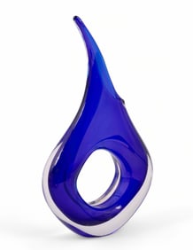 Handblown Glass Abstract Vase in Blue by Charles Wright