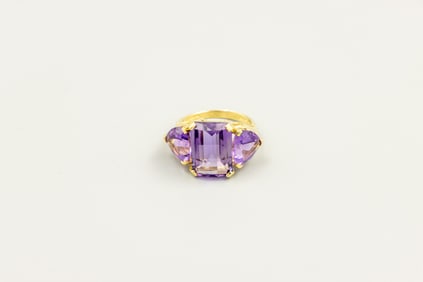 Ladies 14K Yellow Gold Statement Amethyst Ring