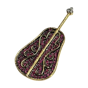 Ladies 14K Rose Gold Ruby's and Diamonds Fan Brooch