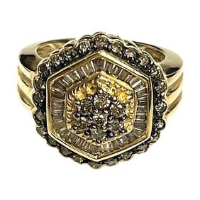 Ladies Art Deco Style 14K Gold and Diamond Lady's Ring