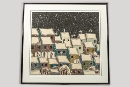 Yan Junjie, Snow Night, Watercolor & Gouache