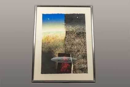 Tamekane Yoshikatsu, Two Sights, Woodblock with Collagraph