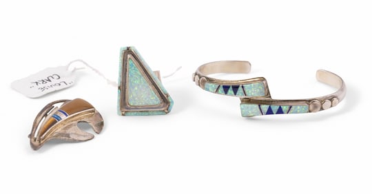 Three Native American Sterling Silver Items - Louis Clark
