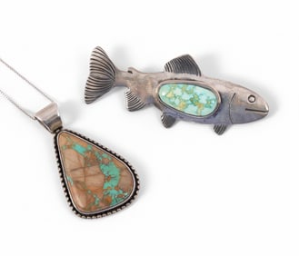 Two Native American Sterling Silver Jewelry - Michael Rogers Paiute & Ted Secatero