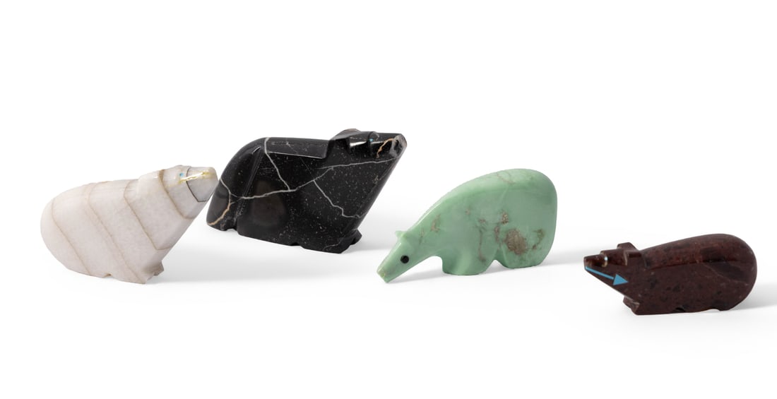 Collection of Four Zuni Fetish Stone Bear Carvings - Abby Quam (1 of 4)