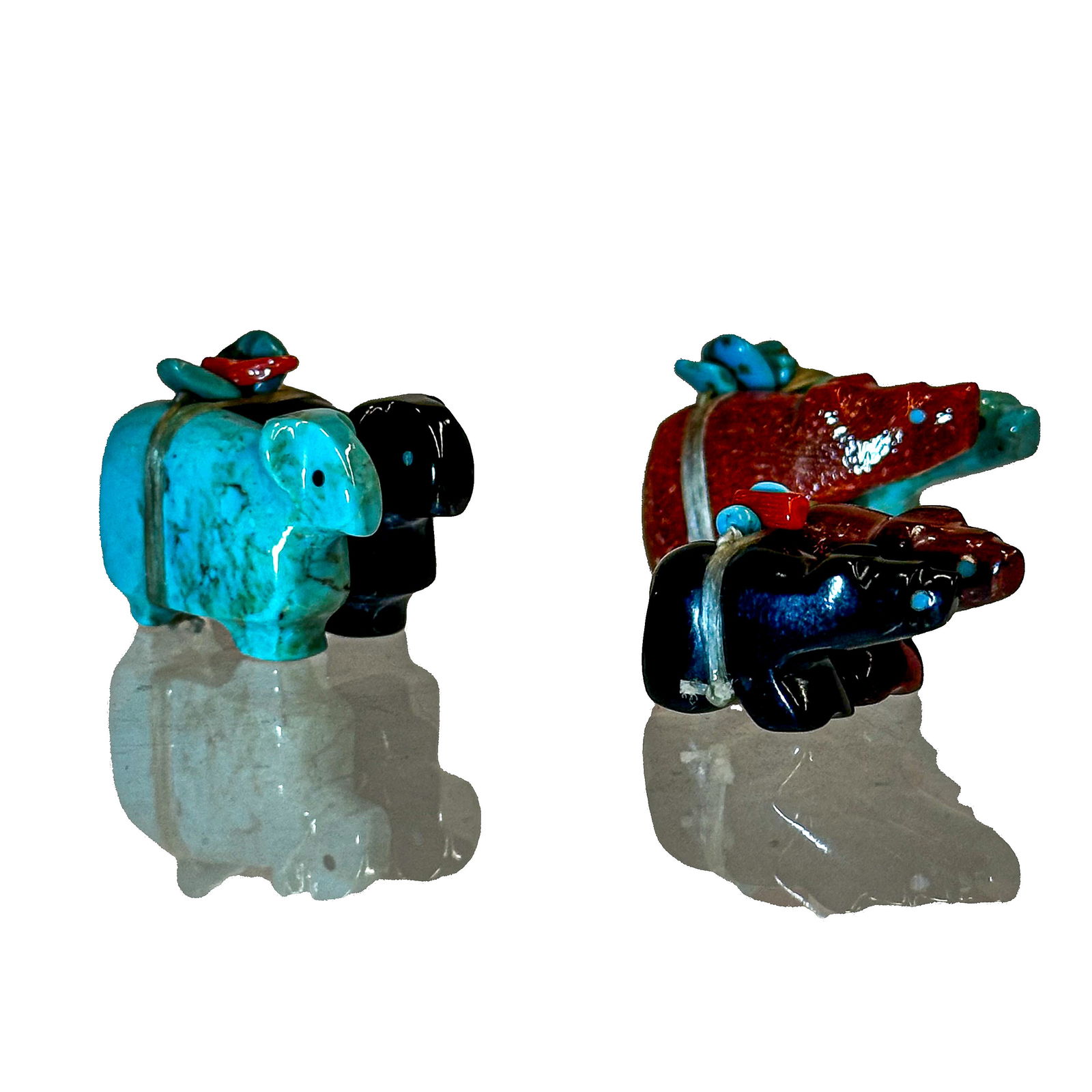 Three Zuni Fetish Carved Stone Animal Pairings - Daisy Natewa (1 of 3)