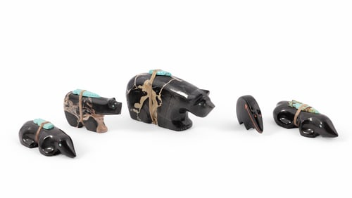 Collection of Zuni Fetish Stone Carvings in Black