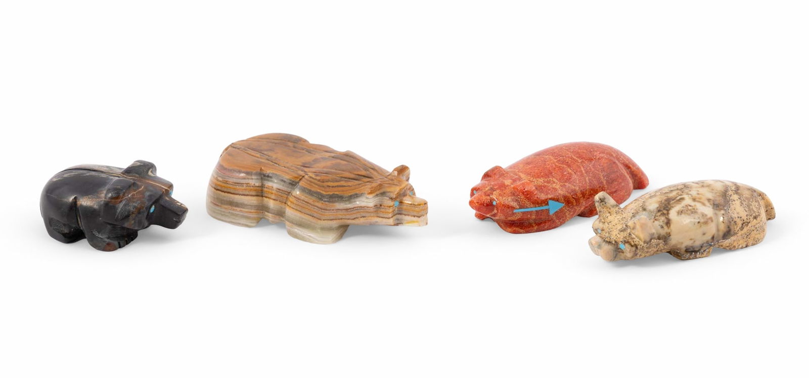 Four Zuni Fetish Stone Bear Carvings - Alex Tsethli Kai, Fred Weekoty, Reynold Lunasee (1 of 4)