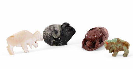 Four Zuni Fetish Stone Carvings - Andres Quandelacy