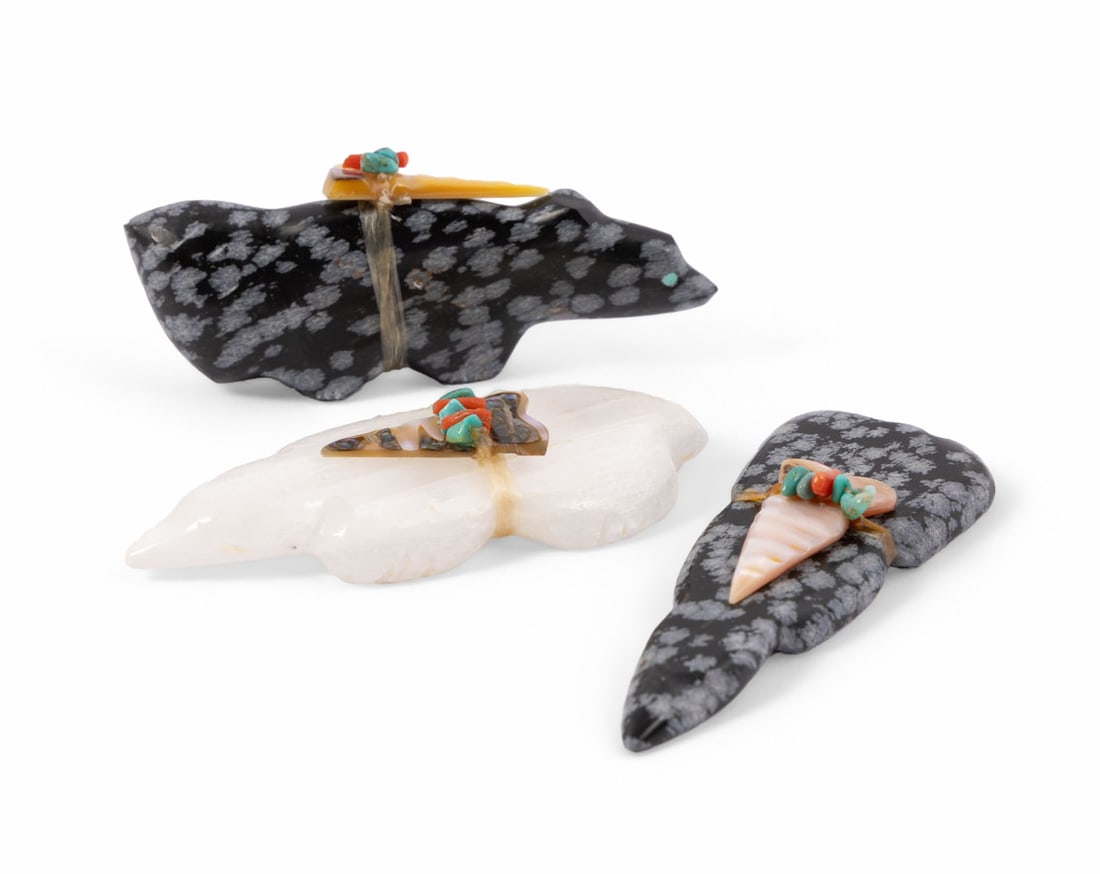 Collection of Three Zuni Fetish Bear Stone Carvings - Lena Boone (1 of 5)