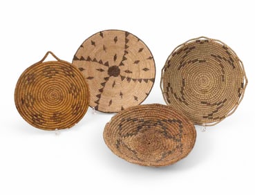 Collection of Four Native American Handwoven Baskets & Bowls
