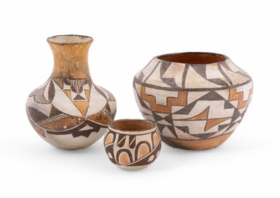 Three Native American Pottery Vases from Acoma, New Mexico