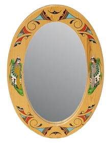 Hand-Painted Zuni Mirror by N. Bowannie, 2004