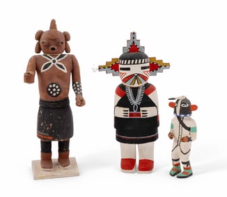Three Native American Vintage Handcarved Hopi Kachina Figures