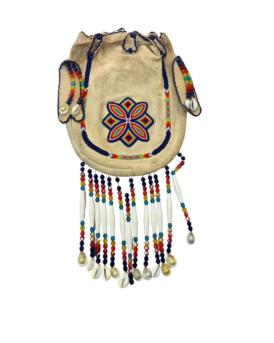 Native American Leather Beaded Pouch (1 of 4)