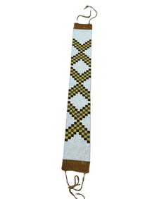 Native American Leather Ceremonial Belt, Hand Beaded