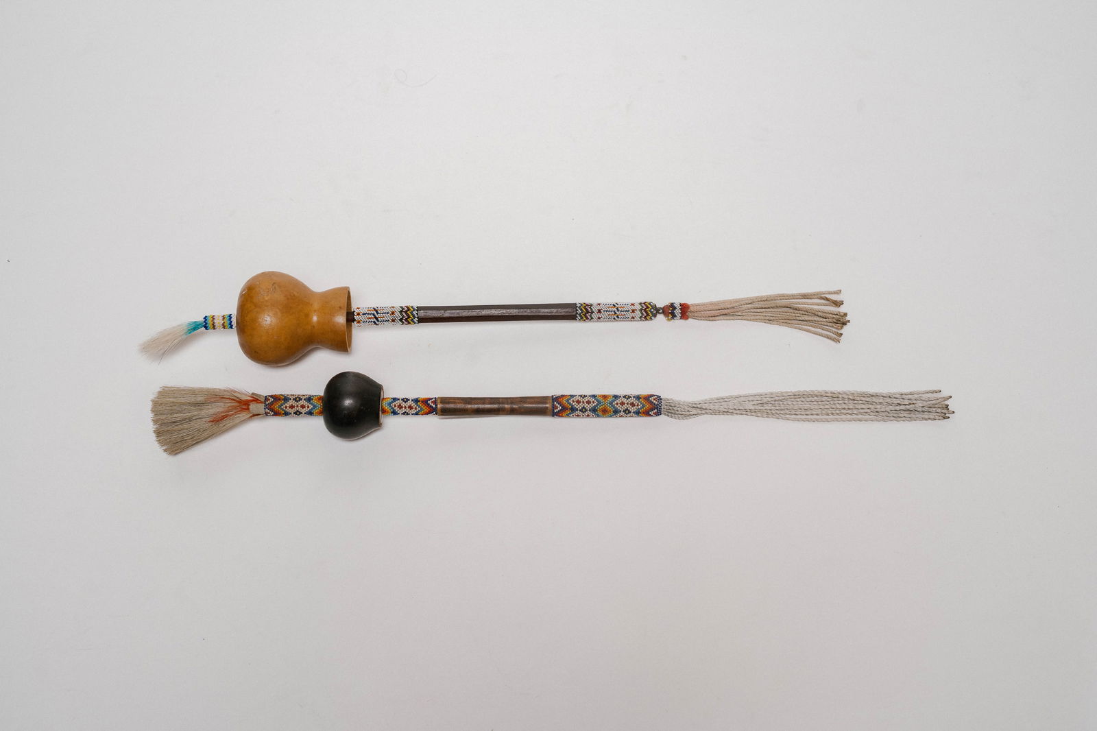 Pairing of Two Hand-beaded Native American Ceremonial Rattles (1 of 8)