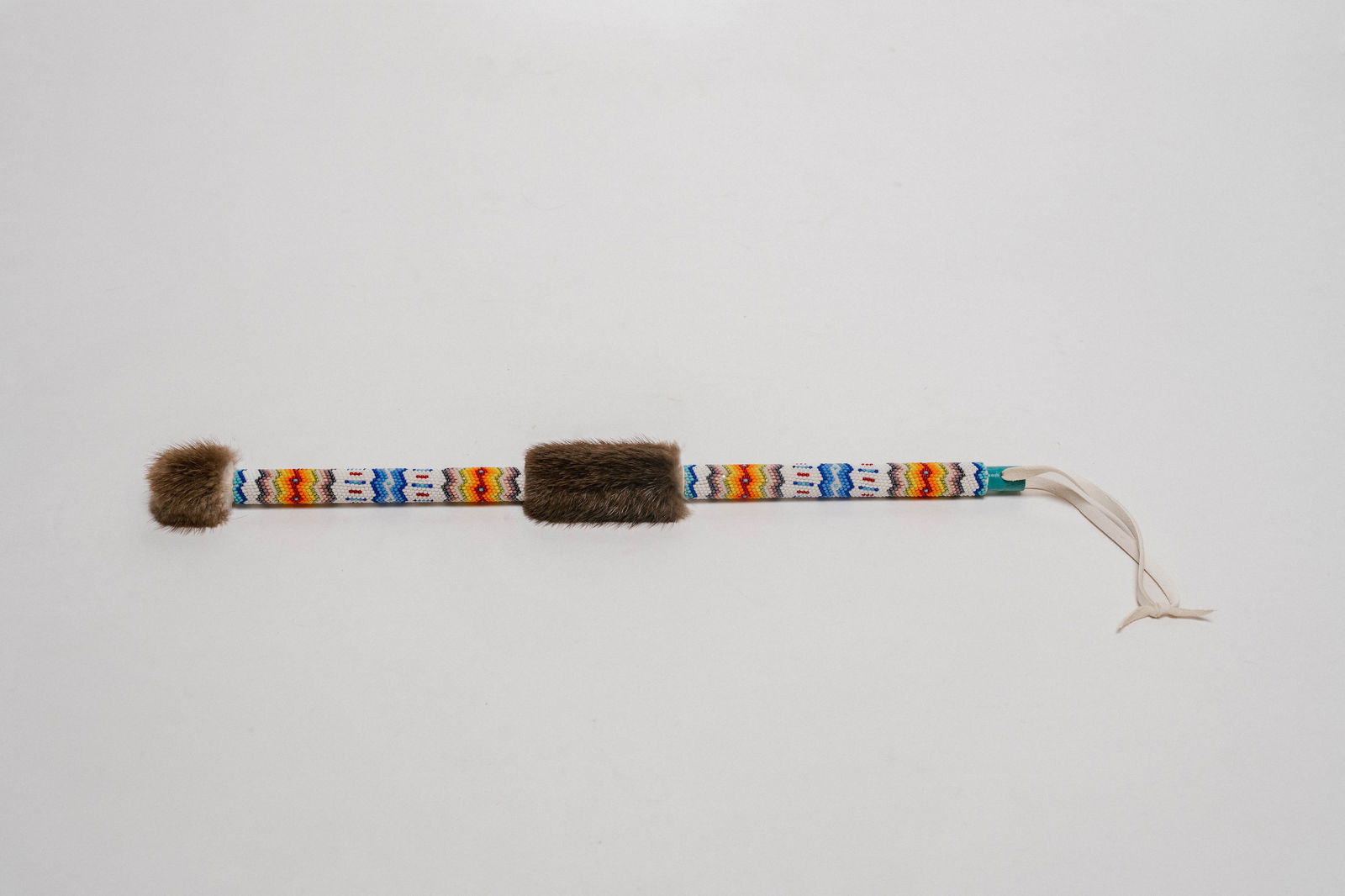 Native American Hand-beaded Fur Dance Baton (1 of 4)