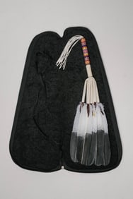 Native American Hand-beaded Feather Ceremonial Fan