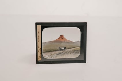 J. E. Stimson, American West Butte, Colored Glass Slide, Circa 1900s
