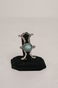 Silver Bracelet with Large Blue Center Stone