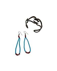 Vintage Silver Bracelet and Southwestern Style Earrings