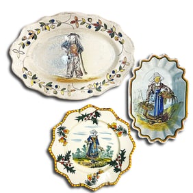 Collection of Three French Faience Ceramic Dishes