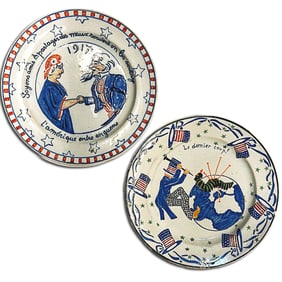 French Quimper War Themed Political Plates