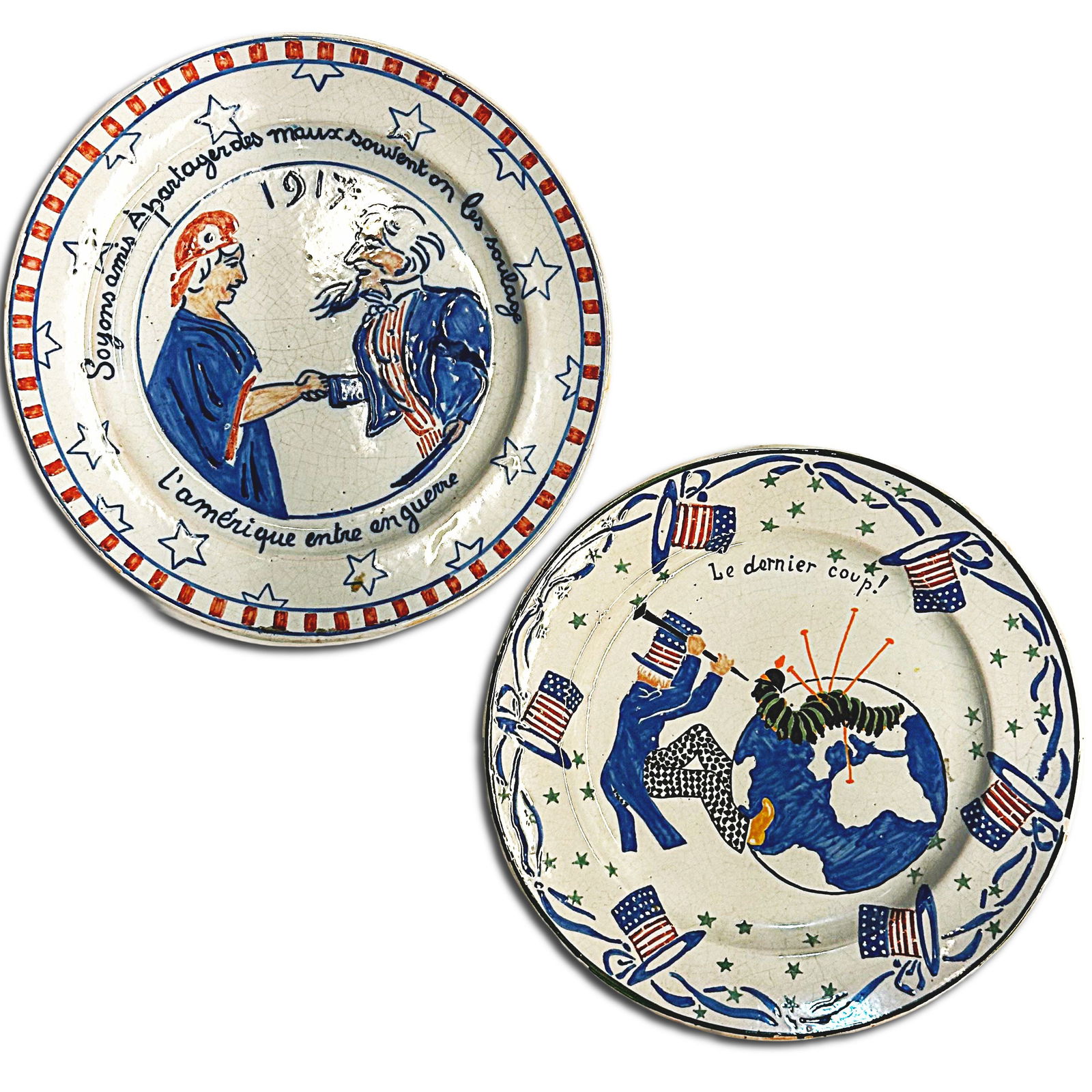 French Quimper War Themed Political Plates (1 of 4)