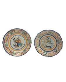French Quimper Decorative Plates Featuring Breton Couples