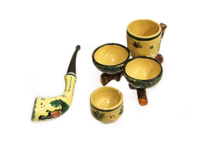 Collection of Four French Faience Pieces in Yellow