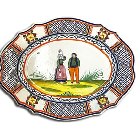 Henroit Quimper Vibrant Colored Ceramic Serving Plate
