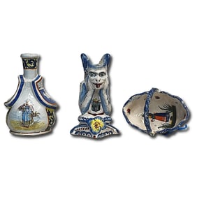 Collection of Three Quimper Porcelain Pieces