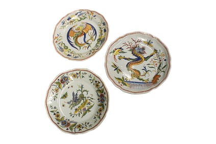 Three French Faience Plates