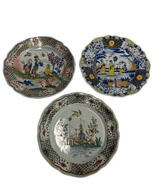 Set of Three French Faience Plates