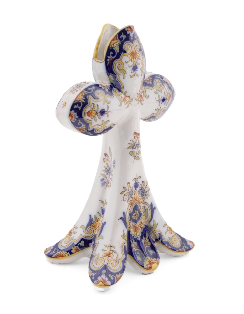 French Faience Quimper Ceramic Rouen Cross Vase (1 of 6)