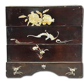 Antique Japanese Lacquered Box with Mother-of-Pearl Inlay