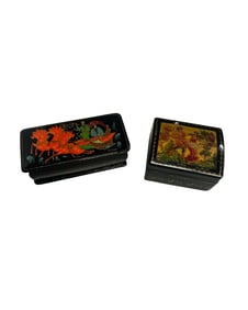 Vintage Pair of Small Russian Lacquer Boxes