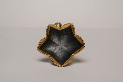 Oriental Ceramic Leaf Dish in Gold and Brown