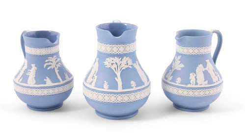 Collection of Three Wedgwood Jasperware Handled Jugs