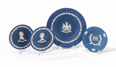 Collection of Four Wedgwood Jasperware Royal Blue Commemorative Plates