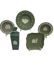 Collection of Wedgwood Jasperware Items in Green