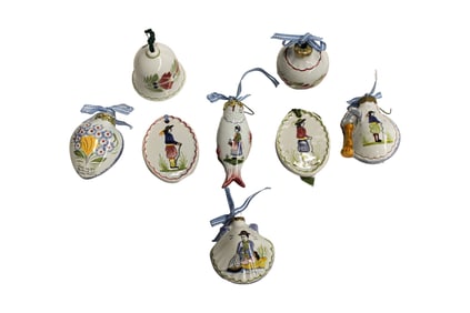 Collection of Assorted French Quimper Christmas Ornaments