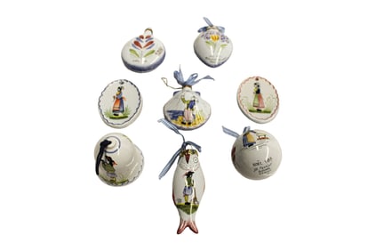 Assorted French Quimper Christmas Ornaments