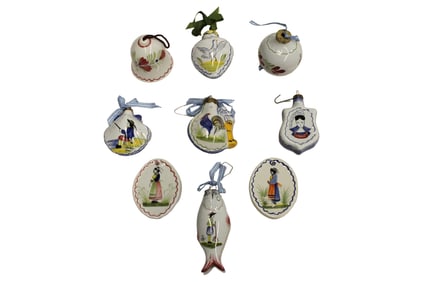 Assorted French Quimper Christmas Ornaments
