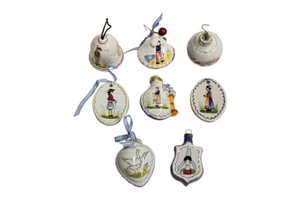 Assorted French Quimper Christmas Ornaments