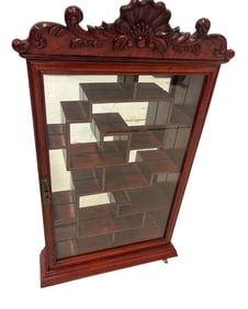 Vintage Asian Wall-Mounted Rosewood Curio Cabinet