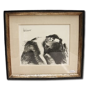 Aldo Luongo, Untitled Embracing Couple, Charcoal on Board