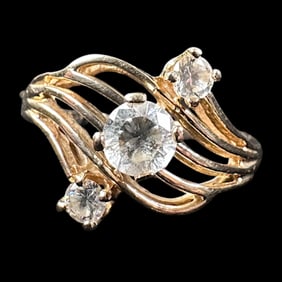 Ladies 14kt Gold & White Topaz Cocktail Ring