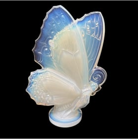 3 Sabino Art Glass Items - Large Opalescent Butterfly and Two Sparrows